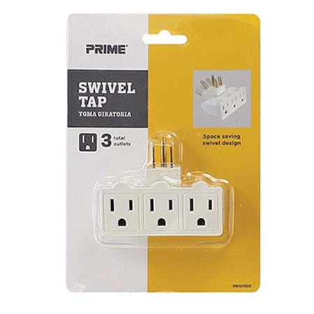 Prime Wire & Cable Prime Wire & Cable PB101100 3 Outlet; White Swivel Power Tap PB101100